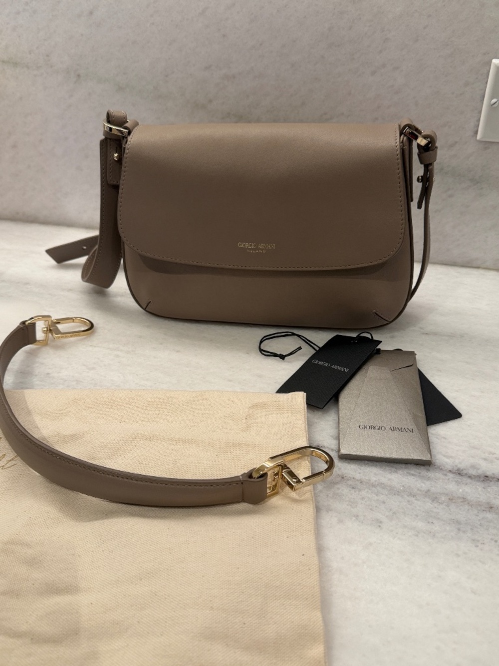 Giorgio Armani Small La Prima Soft Nappa Leather Bag